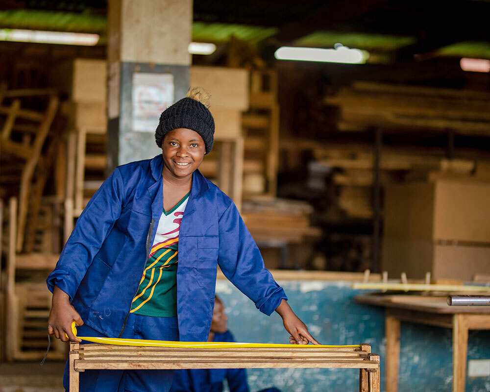 Einige der Auszubildenden aus dem Institut für berufliche Bildung in Mzuzu, wo der Orden verschiedene Ausbildungsberufe anbietet, die sich an besonders benachteiligte Jugendliche richten.
